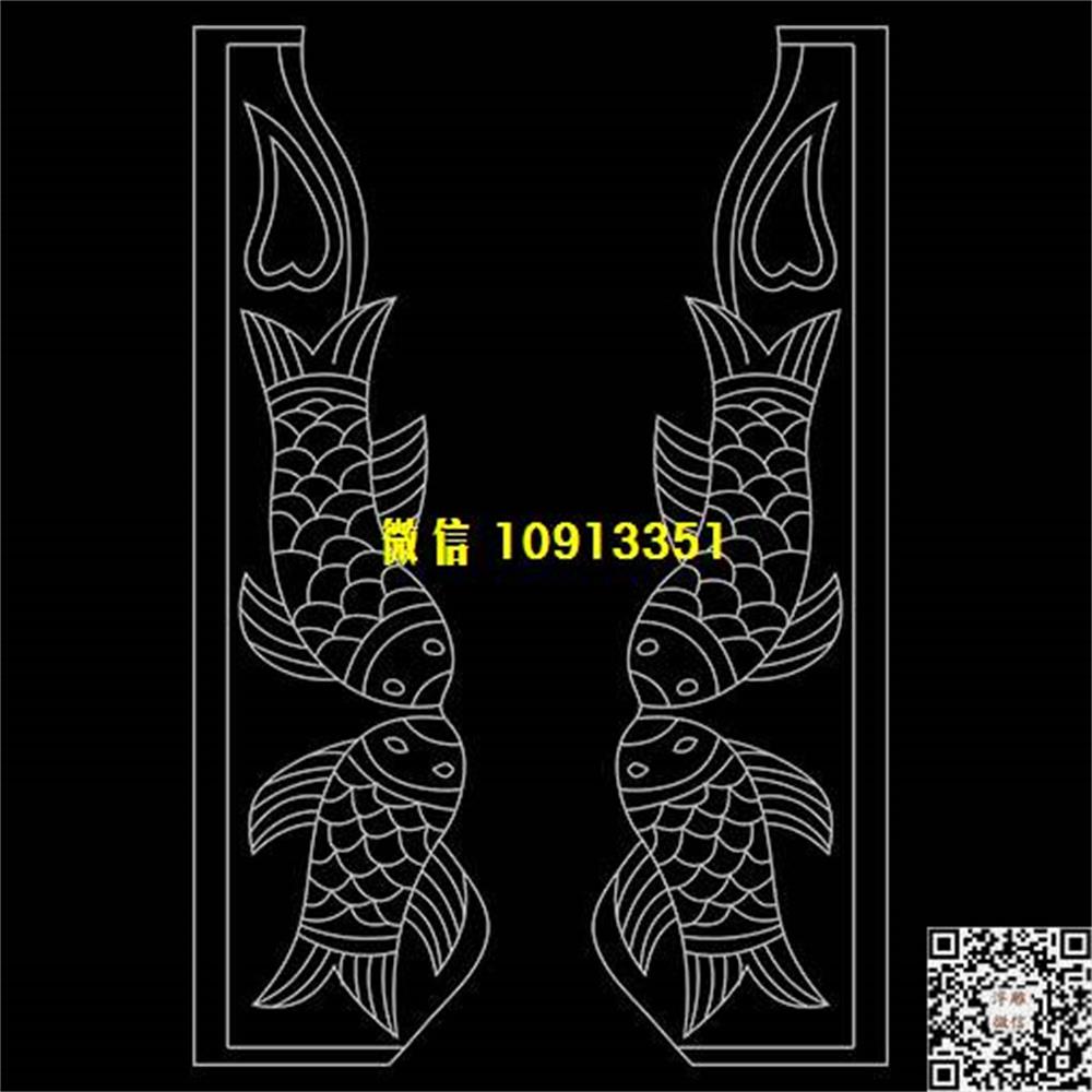 精雕图66鱼包谷线雕图线条图单线铣底图_电脑雕刻plt文泰矢量图精雕图浮雕图
